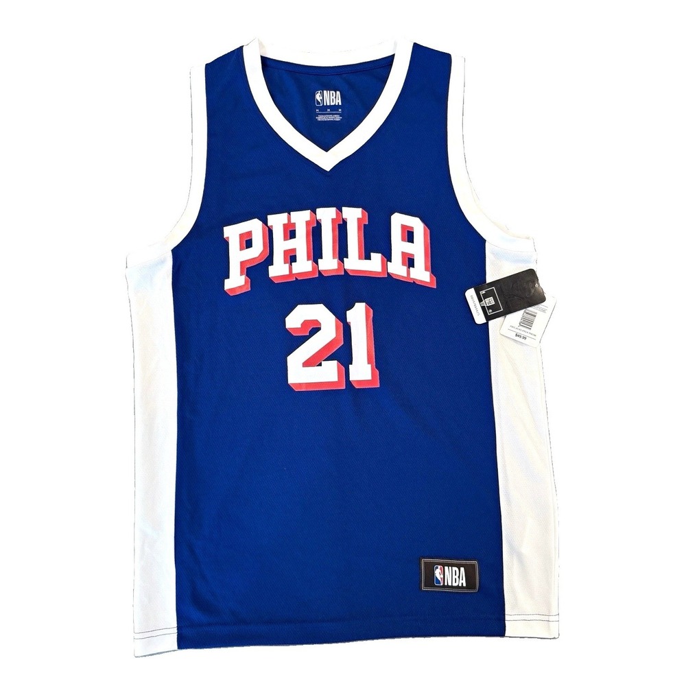 JOEL EMBIID Philadelphia 76ers NBA Jersey M Blue Phila 21 Basketball NWT 80s